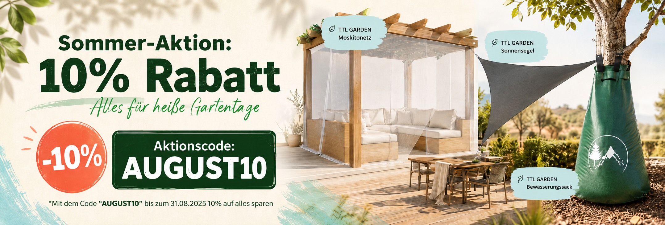 10% Rabatt auf alles mit Aktionscode AUGUST10