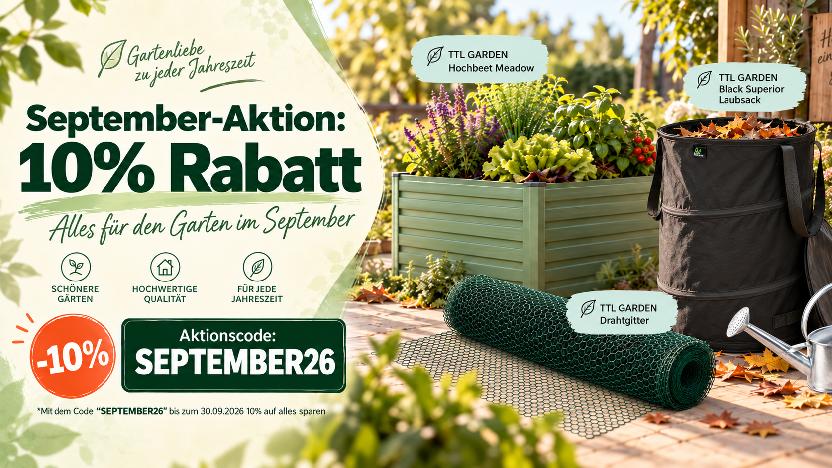 10% Rabatt auf alles mit Aktionscode SEPTEMBER10