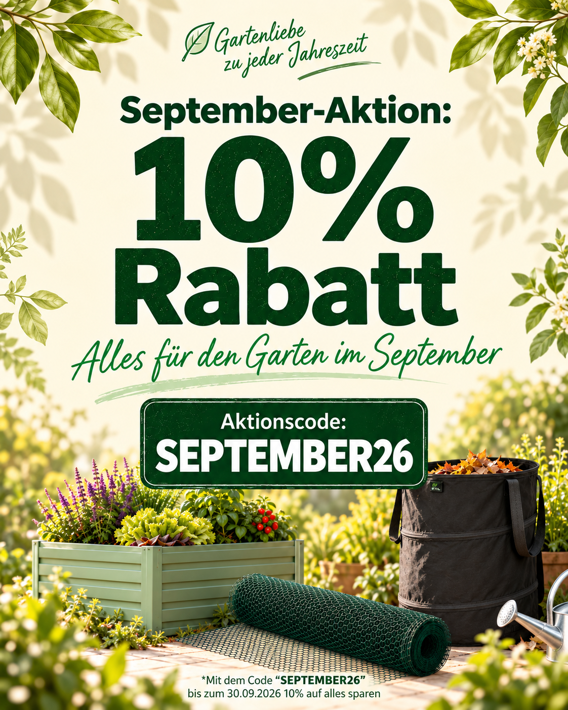 10% Rabatt auf alles mit Aktionscode SEPTEMBER10