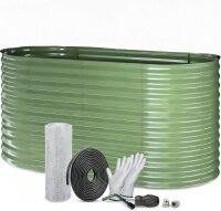 TTL Garden ovales Metall Hochbeet "NATURE M" Salbei-grün L160xB80xH80cm