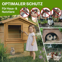 TTL GARDEN GUARD-LINE Hasendraht Drahtgitter 25x45mm Masche 1m x 25m Draht Ø 0,70mm verzinkt + grün PVC beschichtet auf Rolle + Handschuhe & 100x Krampen verzinkt - für Zaun Hochbeet Voliere
