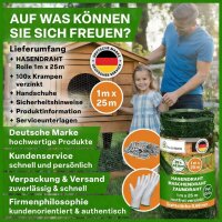 TTL GARDEN Hasendraht Drahtgitter 25x45mm Masche 1m x 25m Draht Ø 0,66mm verzinkt + grün PVC beschichtet auf Rolle + Handschuhe & 100x Krampen verzinkt - für Zaun Hochbeet Voliere