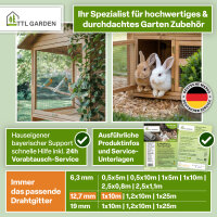 TTL GARDEN Drahtgitter 12,7mm Masche 1m x 10m Draht Ø 0,80mm verzinkt auf Rolle + Handschuhe + 50x Krampen verzinkt feinmaschig - für Hochbeet Voliere Zaun