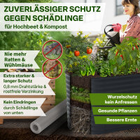 TTL GARDEN Drahtgitter 12,7mm Masche 1,2m x 10m Draht Ø 0,80mm verzinkt auf Rolle + Handschuhe + 50x Krampen verzinkt feinmaschig - für Hochbeet Voliere Zaun