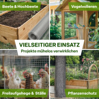 TTL GARDEN Drahtgitter 12,7mm Masche 1,2m x 10m Draht Ø 0,80mm verzinkt auf Rolle + Handschuhe + 50x Krampen verzinkt feinmaschig - für Hochbeet Voliere Zaun