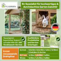 TTL GARDEN Drahtgitter 12,7mm Masche 1,2m x 10m Draht Ø 0,80mm verzinkt auf Rolle + Handschuhe + 50x Krampen verzinkt feinmaschig - für Hochbeet Voliere Zaun