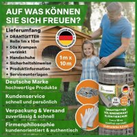 TTL GARDEN Drahtgitter 19mm Masche 1m x 10m Draht Ø 0,80mm verzinkt auf Rolle + Handschuhe + 50x Krampen verzinkt feinmaschig - für Hochbeet Voliere Zaun