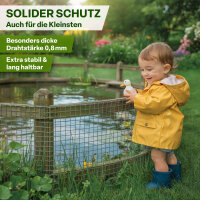 TTL GARDEN Drahtgitter 19mm Masche 1m x 10m Draht Ø 0,80mm verzinkt auf Rolle + Handschuhe + 50x Krampen verzinkt feinmaschig - für Hochbeet Voliere Zaun