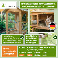 TTL GARDEN Drahtgitter 19mm Masche 1m x 10m Draht Ø 0,80mm verzinkt auf Rolle + Handschuhe + 50x Krampen verzinkt feinmaschig - für Hochbeet Voliere Zaun