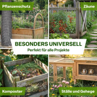 TTL GARDEN Drahtgitter 19mm Masche 1,2m x 10m Draht Ø 0,80mm verzinkt auf Rolle + Handschuhe + 50x Krampen verzinkt feinmaschig - für Hochbeet Voliere Zaun
