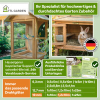 TTL GARDEN Drahtgitter 19mm Masche 1,2m x 10m Draht Ø 0,80mm verzinkt auf Rolle + Handschuhe + 50x Krampen verzinkt feinmaschig - für Hochbeet Voliere Zaun