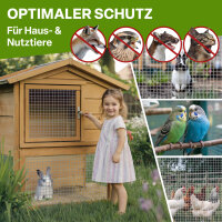 TTL GARDEN Drahtgitter 19mm Masche 1m x 25m Draht Ø 0,80mm verzinkt auf Rolle + Handschuhe & 100x Krampen verzinkt feinmaschig - für Hochbeet Voliere Zaun