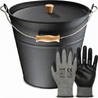 BLACK OAK Ascheeimer Fuego 10L - mit Deckel mit...