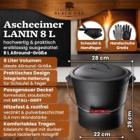 BLACK OAK Ascheeimer Lanin 8L dunkler Griff - mit Deckel,...