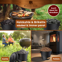 BLACK OAK Ascheeimer Piton 5L - mit Deckel, L22xB22xH18cm, verzinkter Stahl mit Premium Pulverbeschichtung schwarz