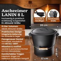 BLACK OAK Ascheeimer Lanin 8L heller Griff - mit Deckel,...