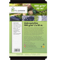 TTL Garden Unkrautvlies 100g/m² 20m² - 2x10m Gartenvlies, Vlies gegen Unkraut, Mulchvlies - schwarz