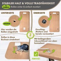 TTL HOME Möbelroller "SCOOTER" 2er SET - 58x30x11cm, 4 Rollen + 5 Pads + Handschuhe