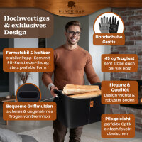 BLACK OAK DAKOTA XL 80L Holzkorb Kunstleder schwarz + Handschuhe grau