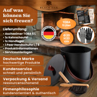 BLACK OAK Ascheeimer Toba 5L - mit Deckel, Schaufel & Feger