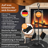 BLACK OAK Kaminbesteck "St. Moritz" - Set inkl. Lederhandschuh
