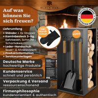 BLACK OAK Kaminbesteck "Aspen" - Set inkl. Lederhandschuh