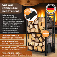 BLACK OAK Kaminholzständer "Antero" mit Kaminbesteck - Set inkl. Lederhandschuh