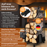 BLACK OAK Kaminholzständer "Jacinto" mit Kaminbesteck - Set inkl. Lederhandschuh