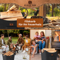 BLACK OAK Montana XL 60L Holzkorb aus Filz dunkelgrau + Handschuh grau