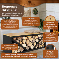 BLACK OAK Kaminholzbank "Ohio" - Set inkl. Lederhandschuh