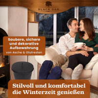 BLACK OAK Ascheeimer VESUVIO 15L oval - mit Lederhandschuh