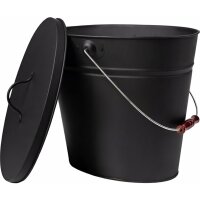 BLACK OAK Ascheeimer VESUVIO 15L oval - mit Lederhandschuh