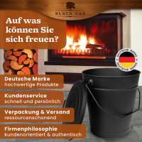 BLACK OAK Ascheeimer ETNA 14L - mit Lederhandschuh UND Kehrset