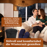 BLACK OAK Ascheeimer ETNA 14L - mit Lederhandschuh UND Kehrset