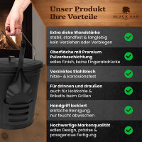 BLACK OAK Ascheeimer STROMBOLI Bügel silber 20L - mit Lederhandschuh