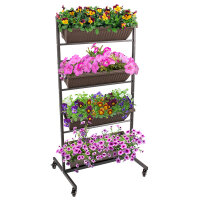 TTL Garden Vertikalbeet mit 4 senkrechten Etagen 151x76x61cm - Hochbeet, Blumenständer, Blumenkasten_1
