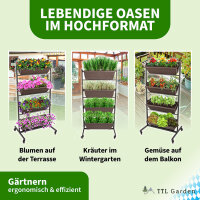 TTL Garden Metall Vertikalbeet mit 4 senkrechten Etagen 151x76x61cm - Hochbeet, Blumenständer, Blumenkasten