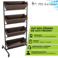 TTL Garden Metall Vertikalbeet mit 4 senkrechten Etagen 151x76x61cm - Hochbeet, Blumenständer, Blumenkasten
