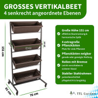 TTL Garden Vertikalbeet mit 4 senkrechten Etagen 151x76x61cm - Hochbeet, Blumenständer, Blumenkasten_3