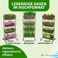 TTL Garden Metall Vertikalbeet mit 4 senkrechten Etagen 151x76x61cm - Hochbeet, Blumenständer, Blumenkasten