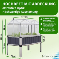 TTL Garden Hochbeet SUPERIOR PLUS 128x114x60 cm mit Aufsatz - Pflanzkasten, Kräuterbeet, Gemüse Beet, Blumenkasten