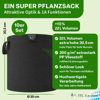 TTL Garden Pflanzsack 22 L 10er Set - Blumentopf,...