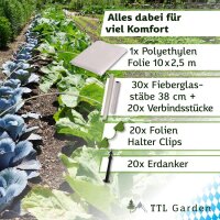 TTL Garden Folientunnel Set „Flex“ XL mit PE Folie 10x2,5 Meter - Beet Tunnel Bögen Foliengewächshaus_3