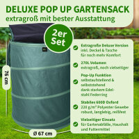 TTL Garden 270L 2er Set Pop Up Laubsack Deluxe mit Deckel & Tasche - Gartensack für Abfälle_3