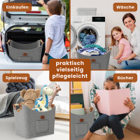 BLACK OAK Montana XL 60L Holzkorb aus Filz hellgrau – Kaminholz und Brennholz Korb mit Griffen und Echtleder Applikationen