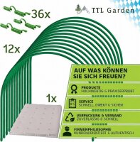 TTL GARDEN Pflanztunnel Bogen "ARCOS-CLASSIC 60" - B60xH65 cm 12er Set + 36 Clips + PE Folie 10x2m gelocht - Beet Tunnel, Frühbeet