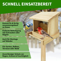 TTL Garden Vogelfutterhaus Bus Stop 19x16x18.5cm aus Holz natur