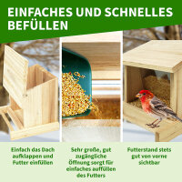 TTL Garden Vogelfutterhaus Bus Stop 19x16x18.5cm aus Holz natur