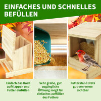 TTL Garden Vogelfutterhaus Bus Stop 19x16x18.5cm aus Holz natur