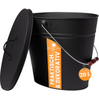 BLACK OAK Ascheeimer Vesuvio 20L - Oval mit Deckel,...